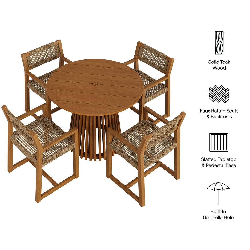 Ensemble de salle à manger d'extérieur Reed 5 pièces en bois de teck