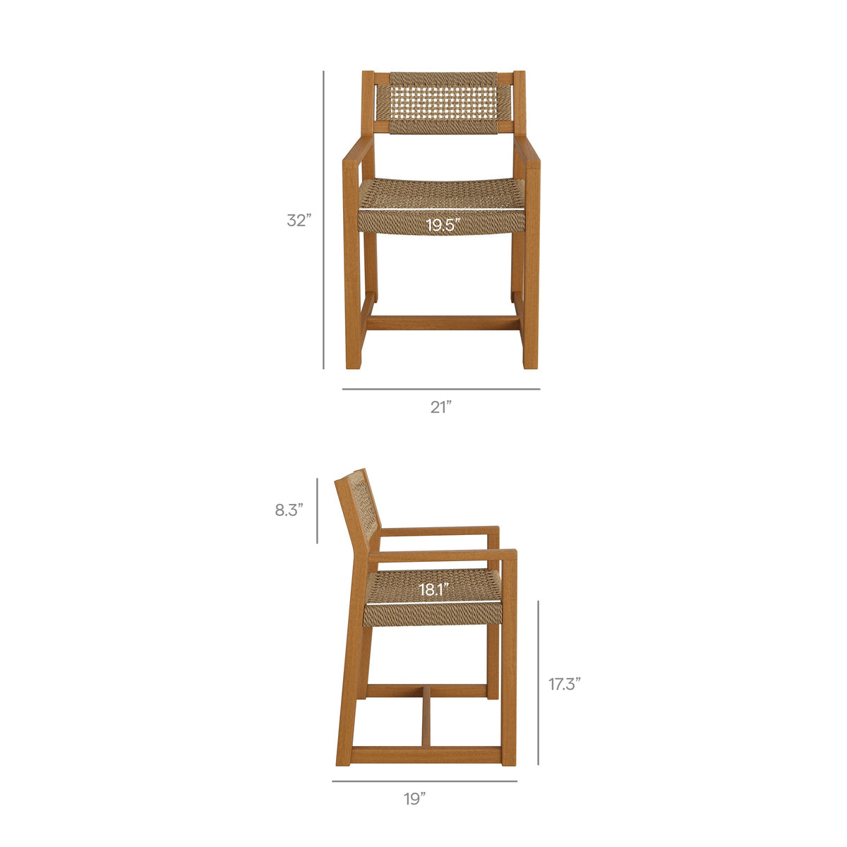 Ensemble de salle à manger d'extérieur Reed 5 pièces en bois de teck