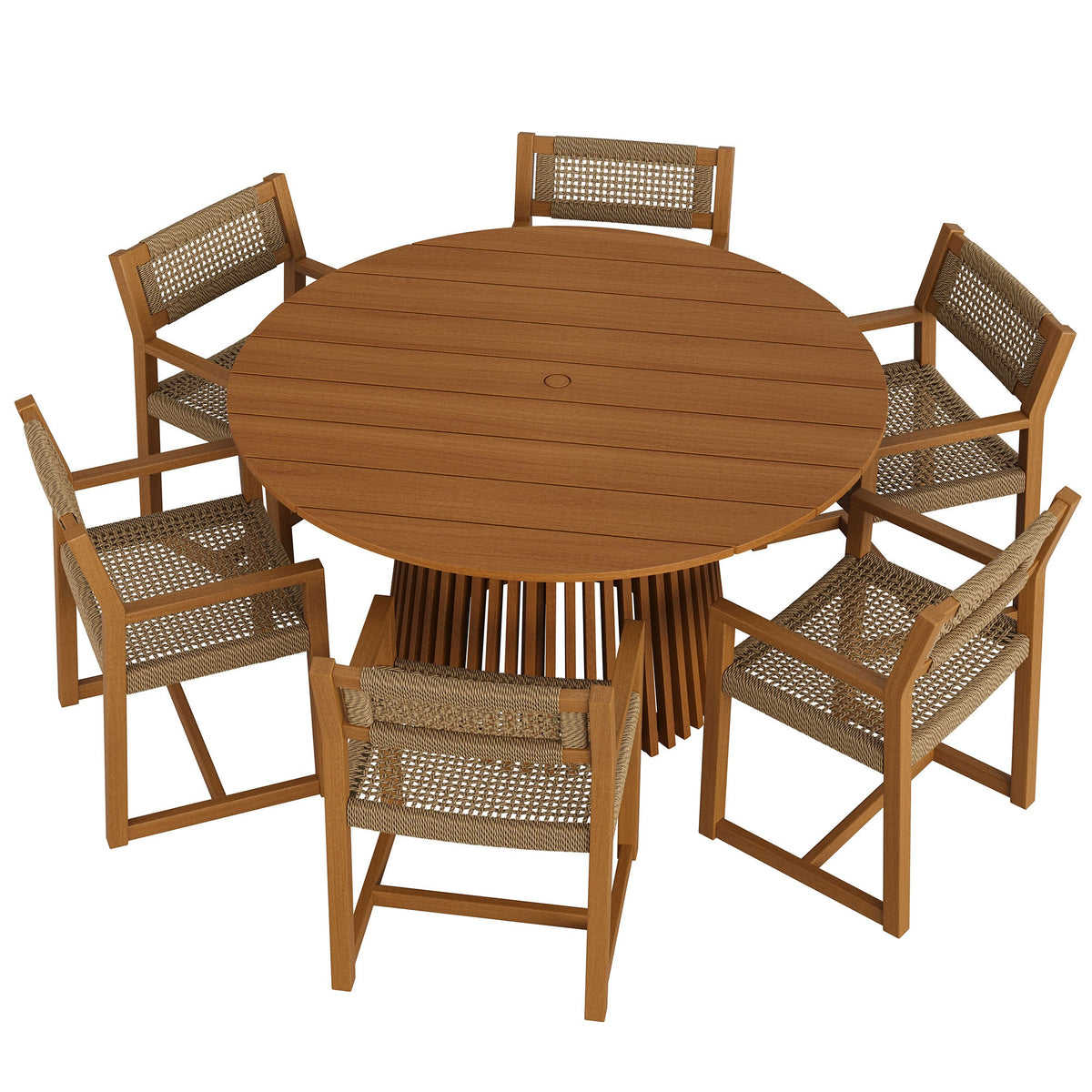 Ensemble de salle à manger d'extérieur 7 pièces en bois de teck Reed
