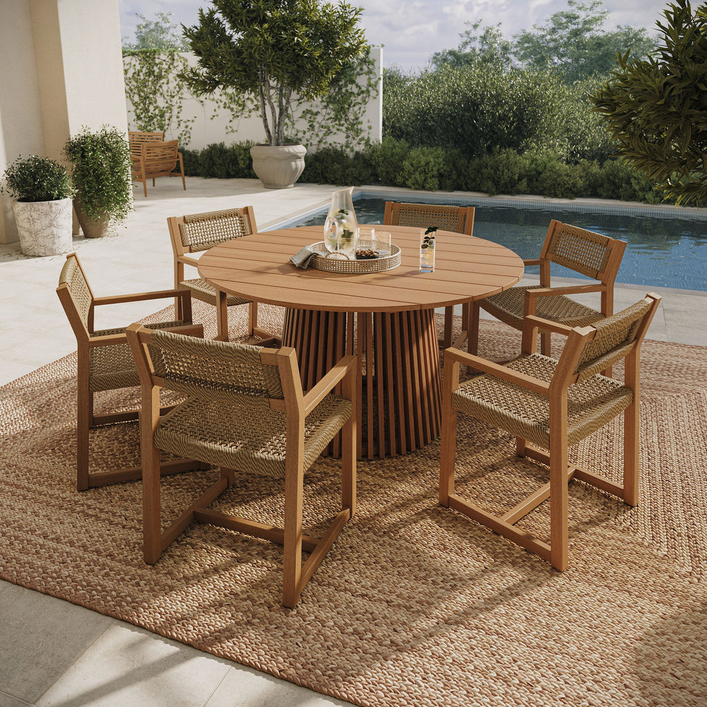 Ensemble de salle à manger d'extérieur 7 pièces en bois de teck Reed