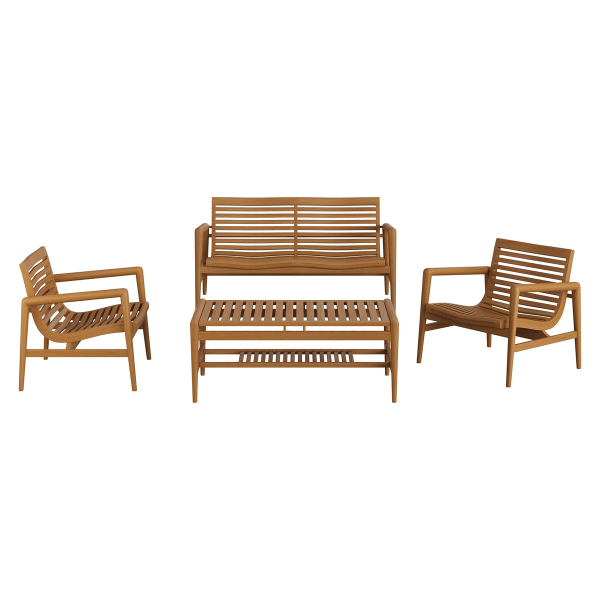Ensemble de mobilier d'extérieur 4 pièces en teck Hayden