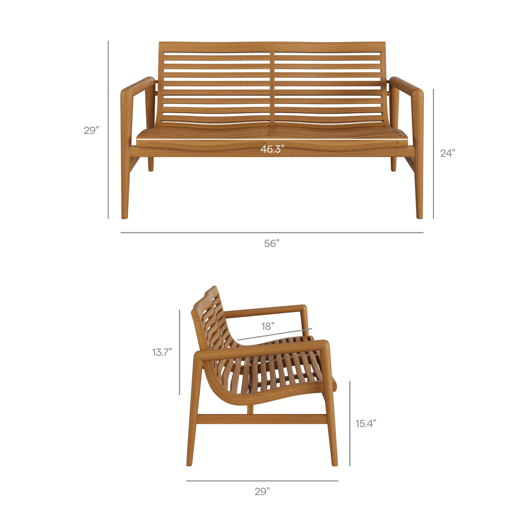 Ensemble de mobilier d'extérieur 4 pièces en teck Hayden
