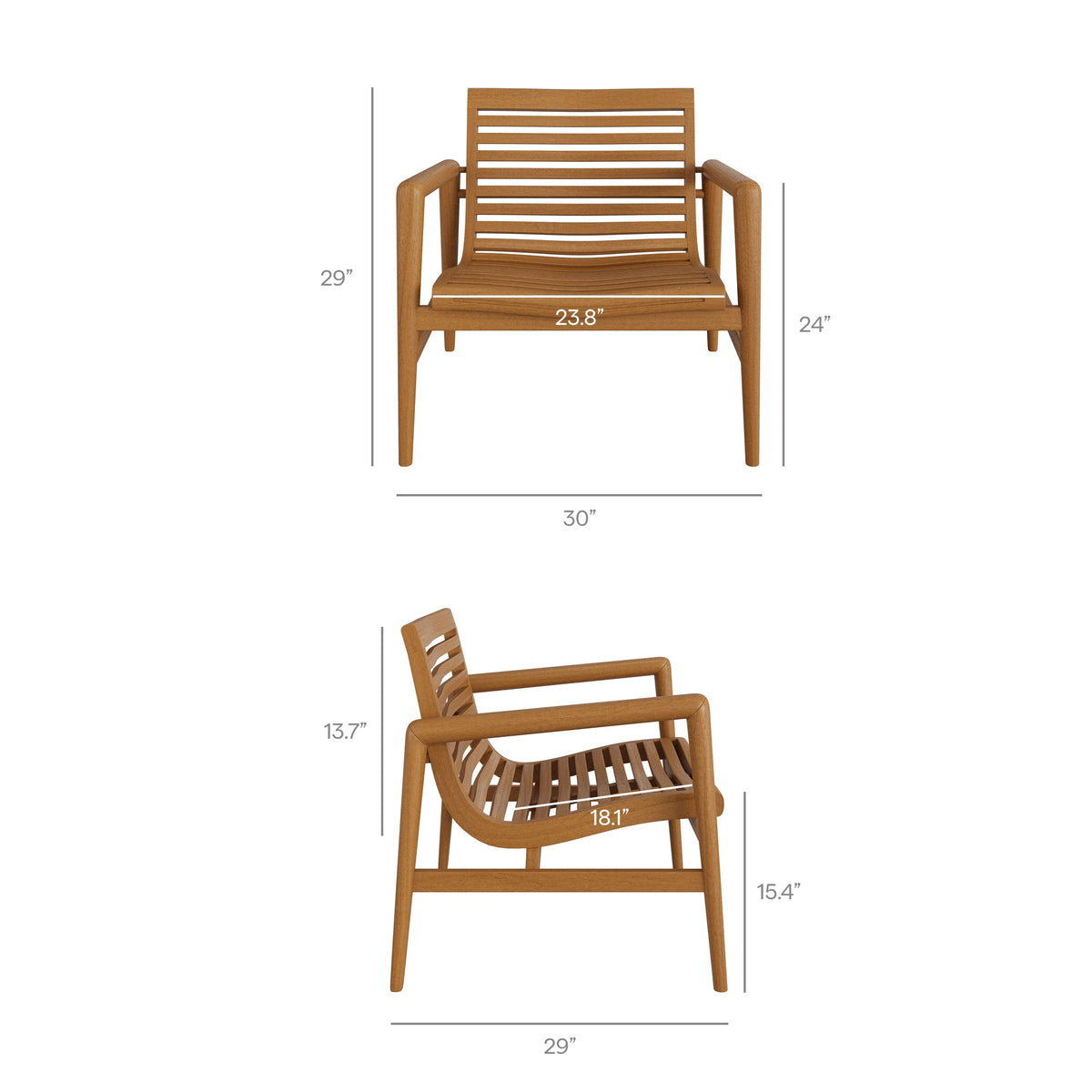 Ensemble de 2 fauteuils d'extérieur en teck Hayden