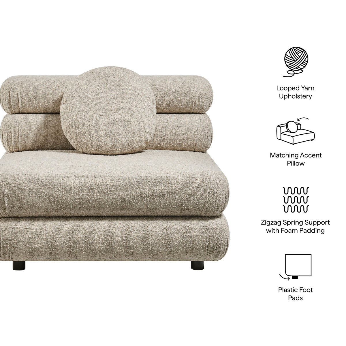 Fauteuil modulaire Jubilee sans accoudoirs, rembourré