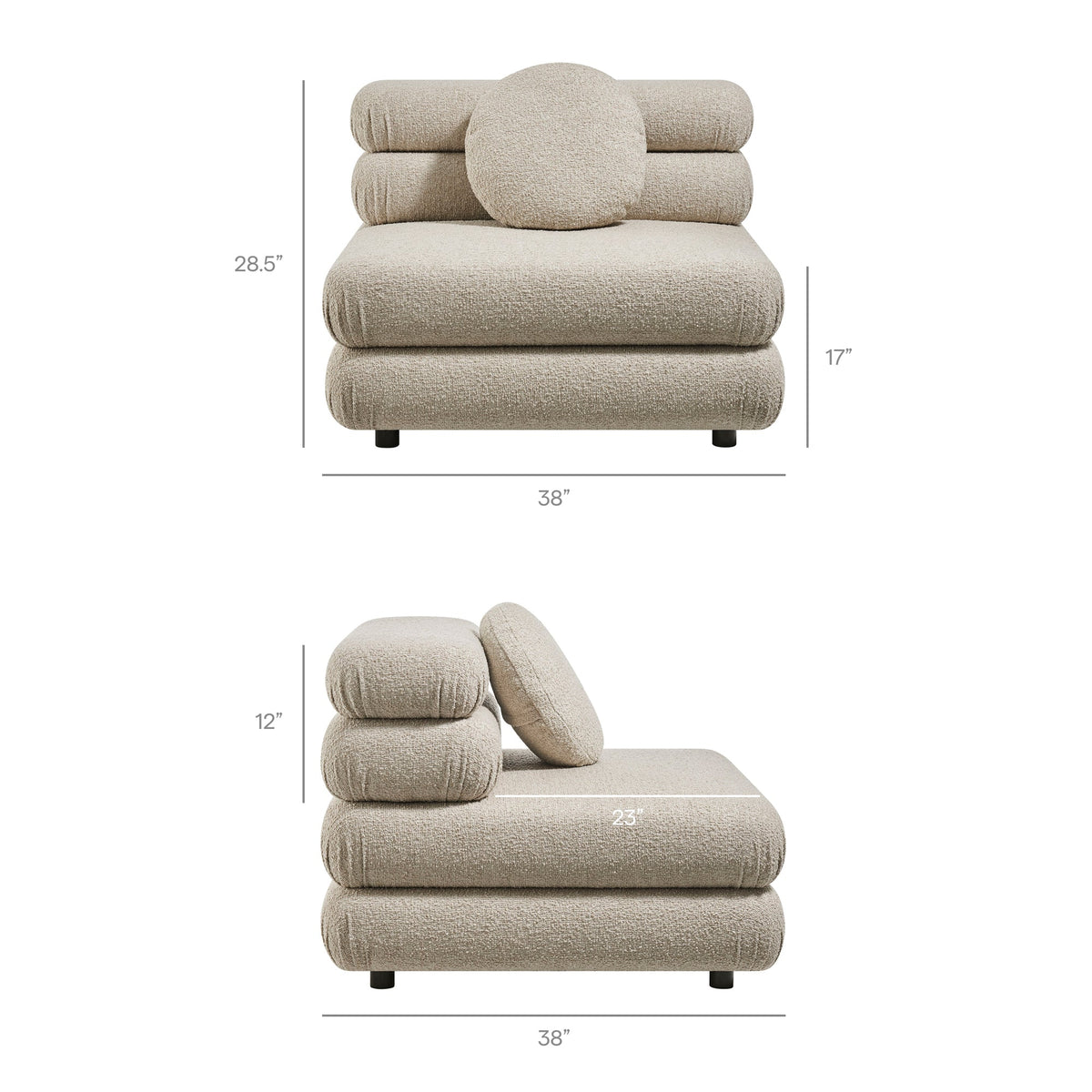 Fauteuil modulaire Jubilee sans accoudoirs, rembourré
