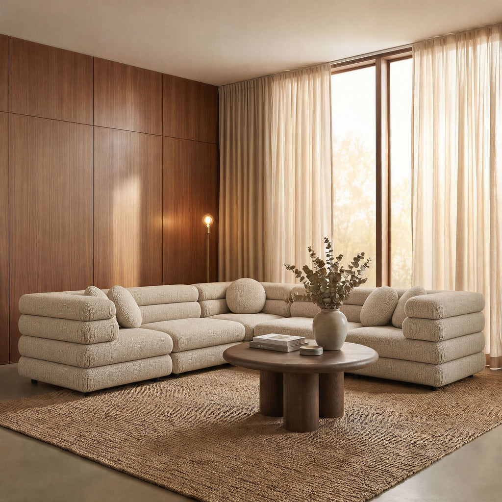 Ensemble de canapé modulaire en L 5 pièces rembourré Jubilee