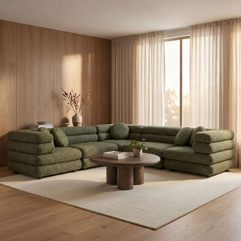 Ensemble de canapé modulaire en L 5 pièces rembourré Jubilee