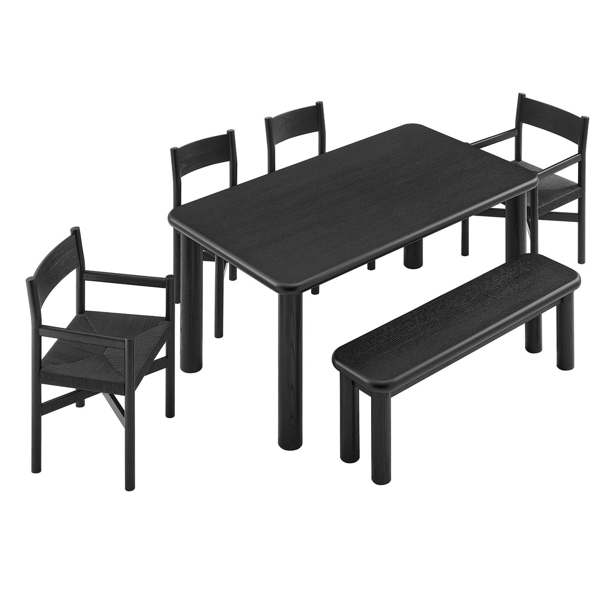 Ensemble table et chaises de salle à manger en bois de chêne 6 pièces Alvia