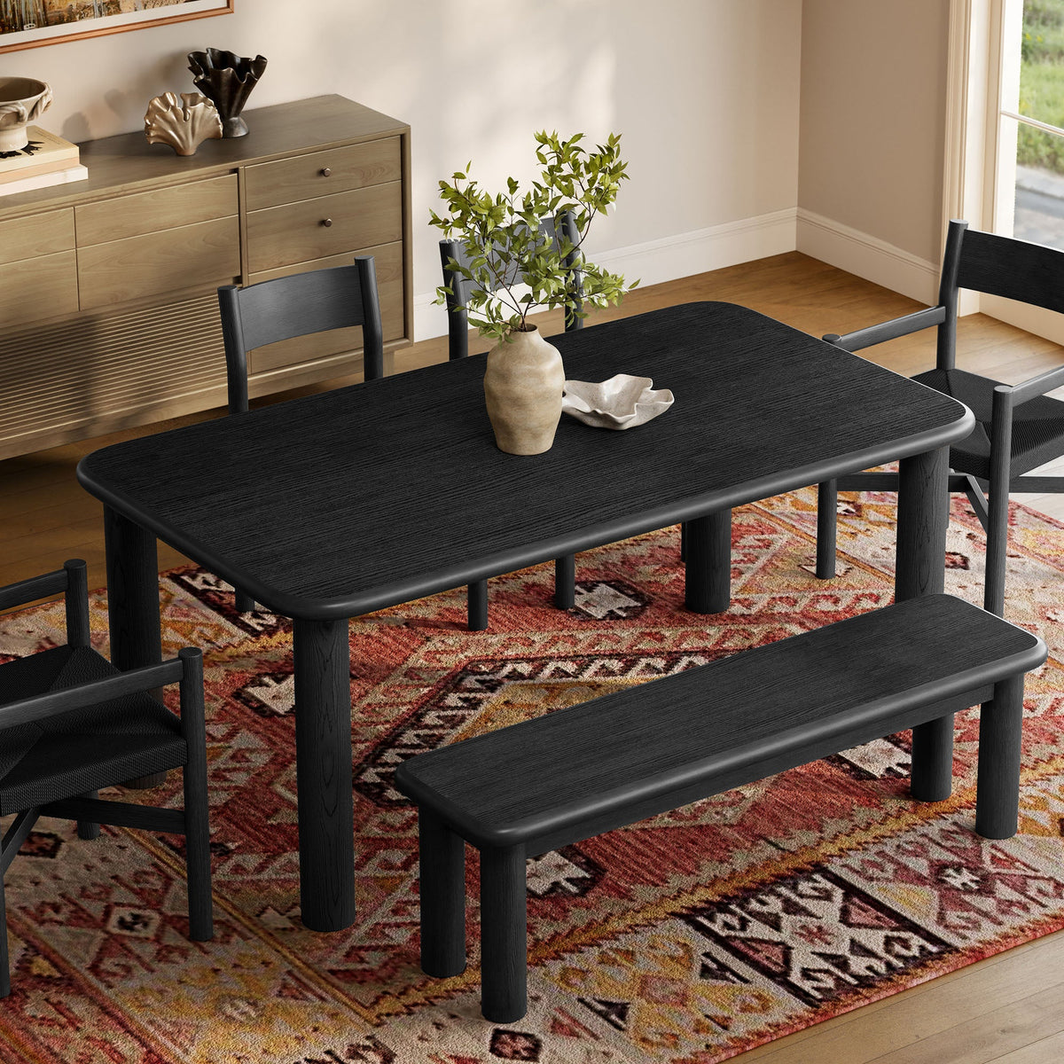 Ensemble table et chaises de salle à manger en bois de chêne 6 pièces Alvia