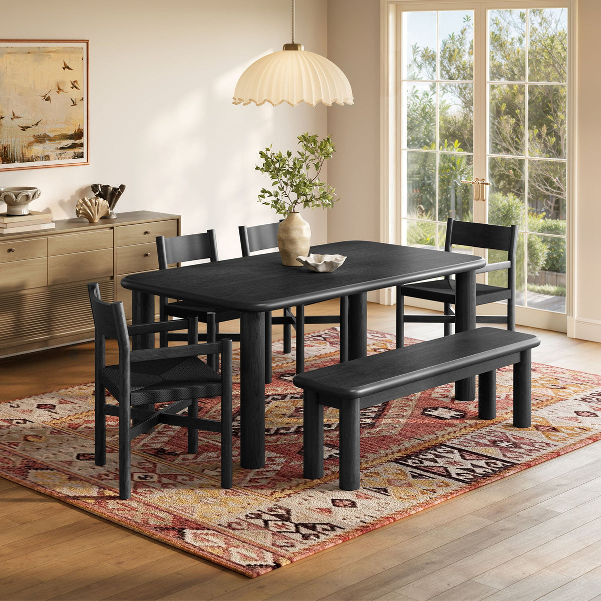 Ensemble table et chaises de salle à manger en bois de chêne 6 pièces Alvia