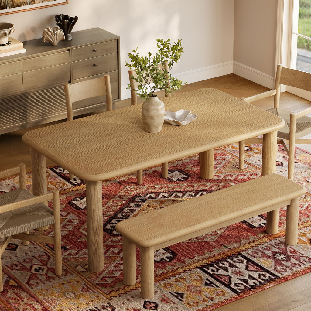 Ensemble table et chaises de salle à manger en bois de chêne 6 pièces Alvia