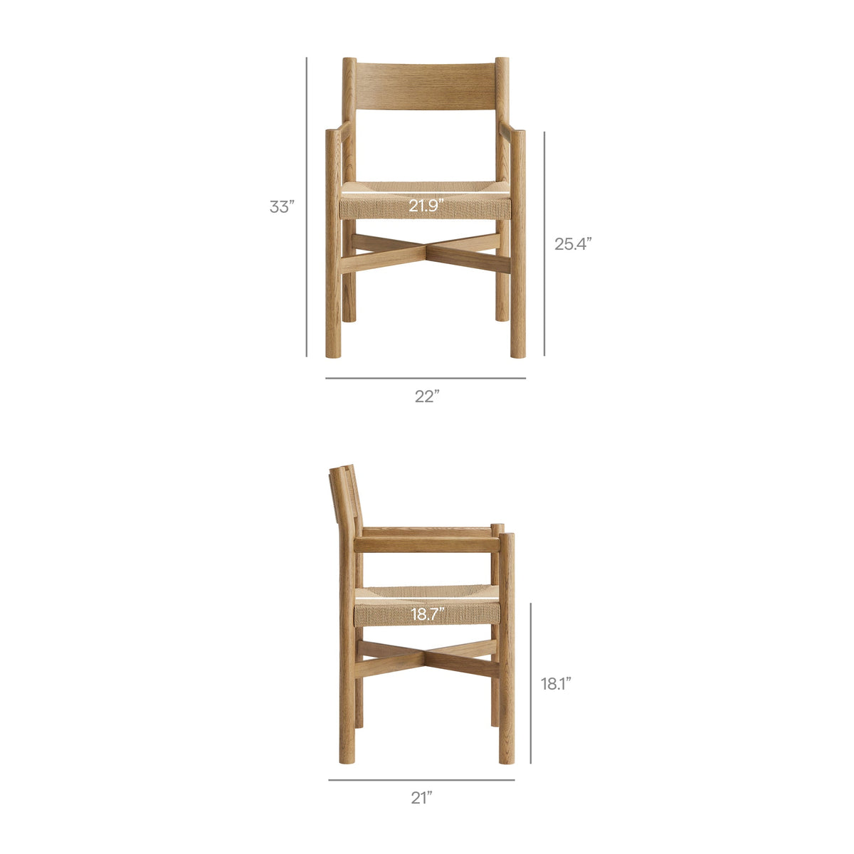 Ensemble table et chaises de salle à manger en bois de chêne 6 pièces Alvia
