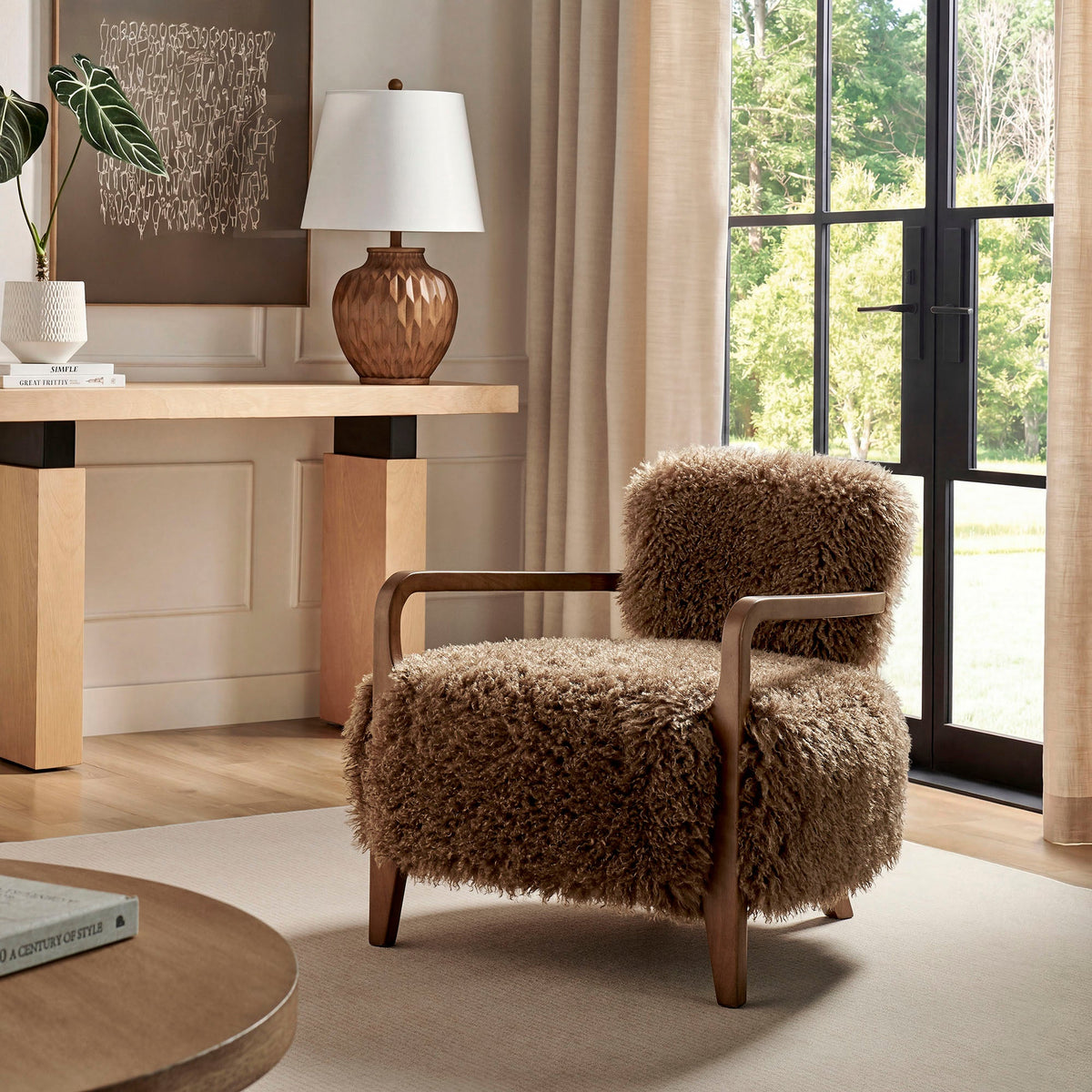 Fauteuil d'appoint en fausse fourrure Zinnia