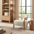 Fauteuil d'appoint rembourré en tissu rayé Zinnia