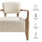 Fauteuil d'appoint rembourré en tissu rayé Zinnia
