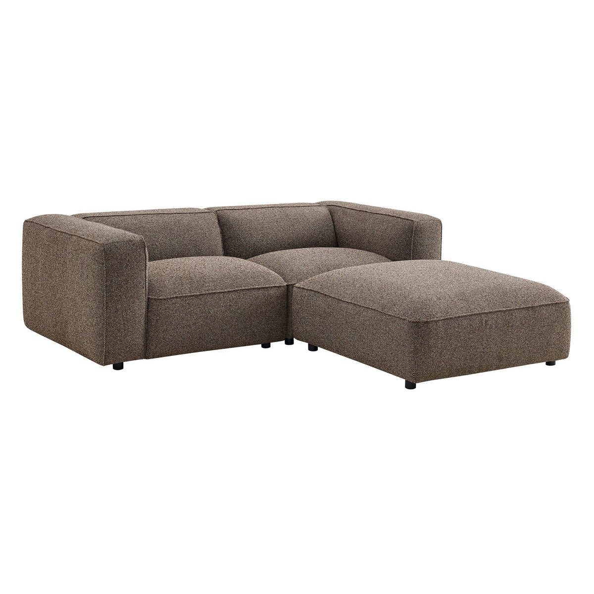 Causeuse modulaire rembourrée en bouclette Auren 3 pièces avec treillis et ottoman