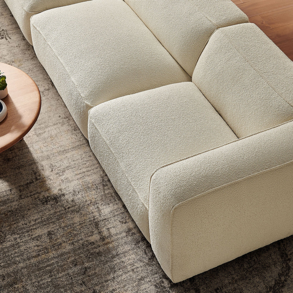 Canapé modulaire Auren 3 pièces en tissu bouclé ajouré