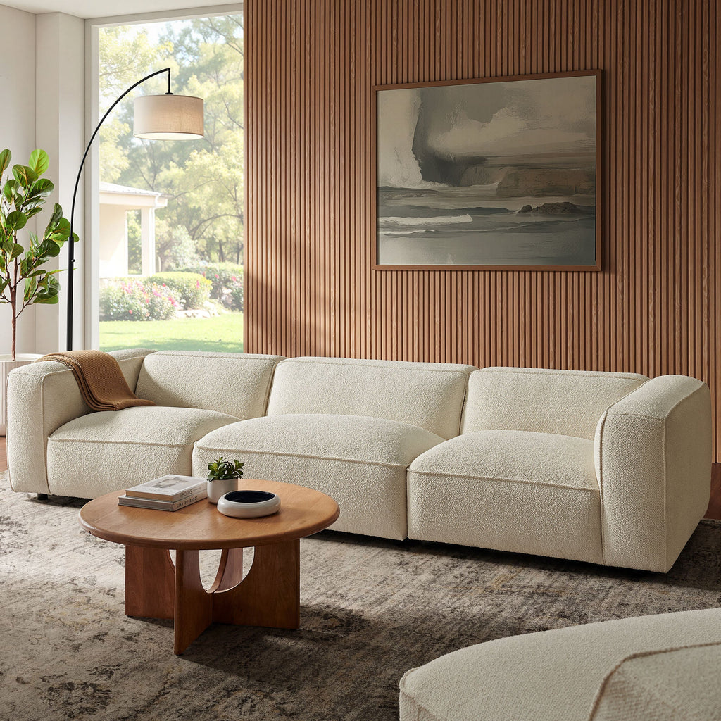 Canapé modulaire Auren 3 pièces en tissu bouclé ajouré