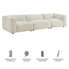 Canapé modulaire Auren 3 pièces en tissu bouclé ajouré