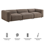 Canapé modulaire Auren 3 pièces en tissu bouclé ajouré