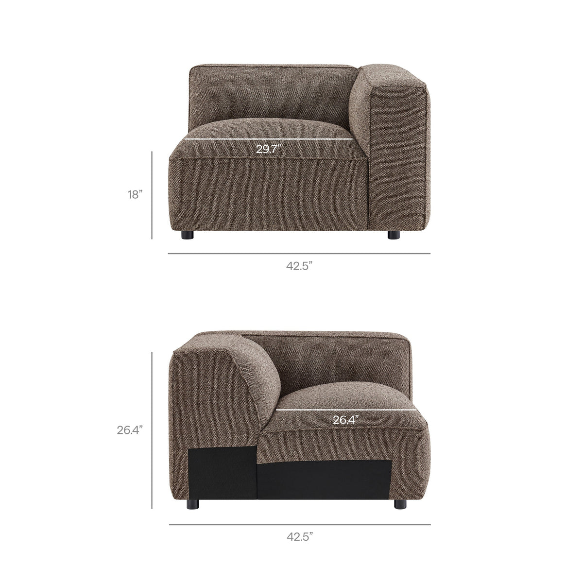 Canapé modulaire Auren 3 pièces en tissu bouclé ajouré