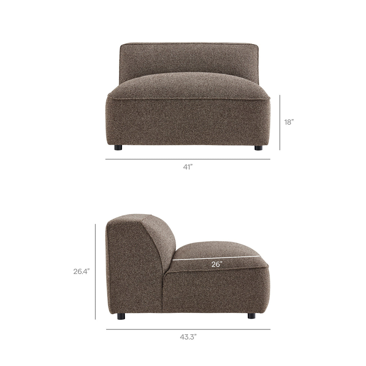 Canapé modulaire Auren 3 pièces en tissu bouclé ajouré