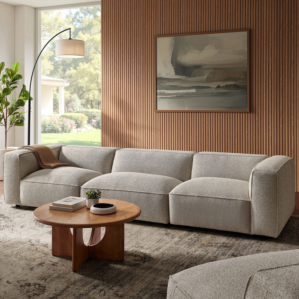 Canapé modulaire Auren 3 pièces en tissu bouclé ajouré