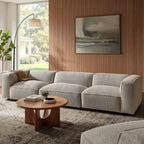 Canapé modulaire Auren 3 pièces en tissu bouclé ajouré