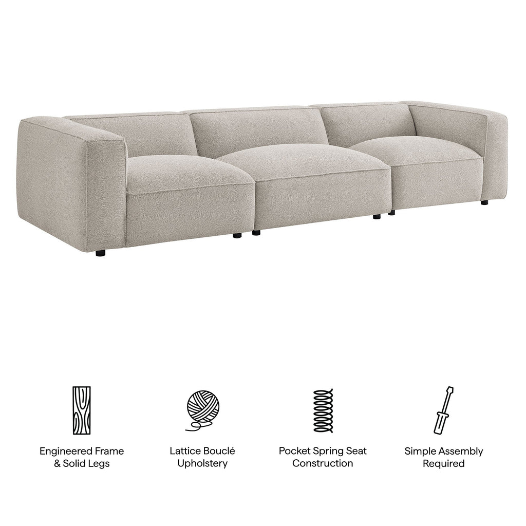 Canapé modulaire Auren 3 pièces en tissu bouclé ajouré