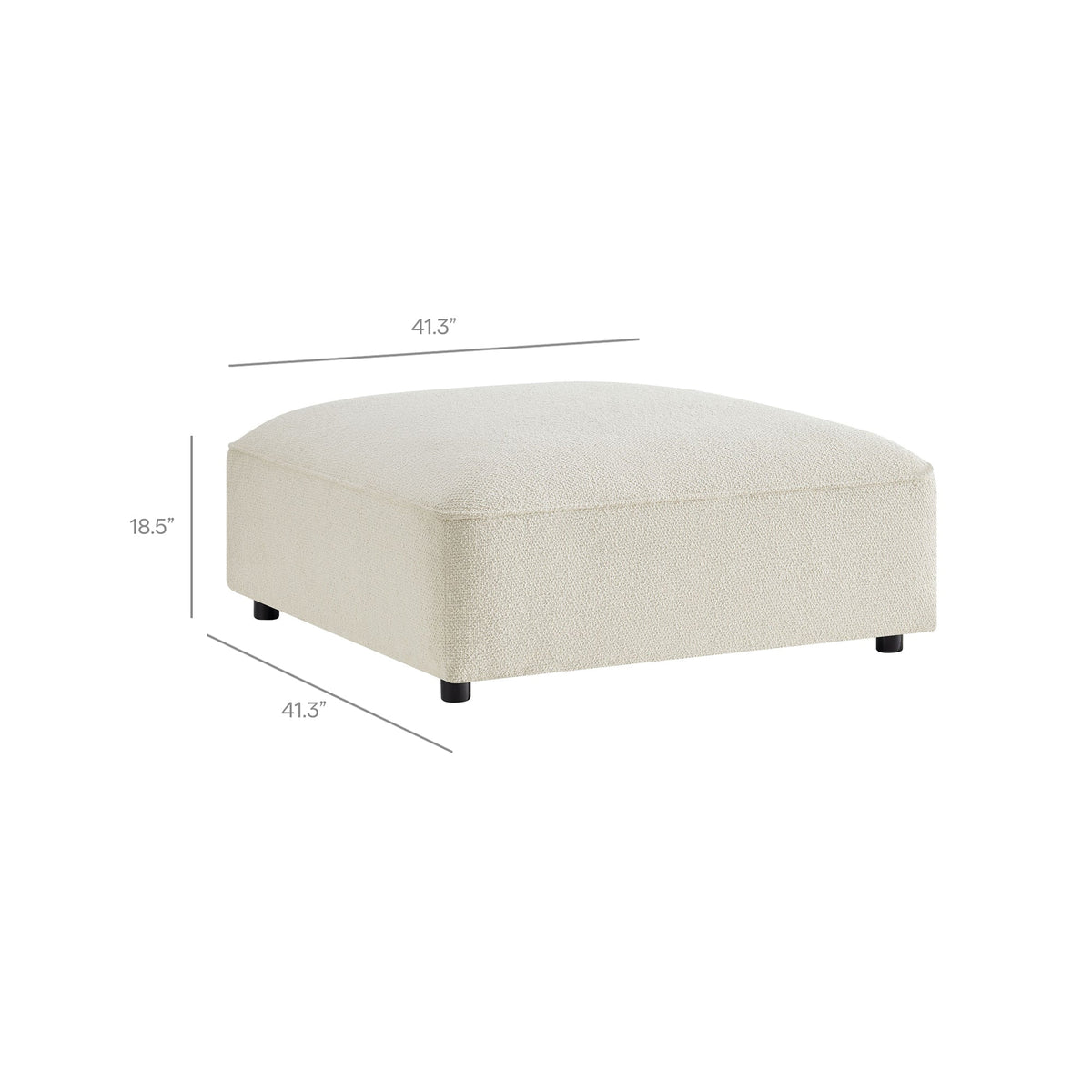 Canapé modulaire Auren 4 pièces en bouclette, motif treillis, avec pouf