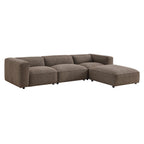 Canapé modulaire Auren 4 pièces en bouclette, motif treillis, avec pouf