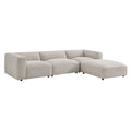 Canapé modulaire Auren 4 pièces en bouclette, motif treillis, avec pouf