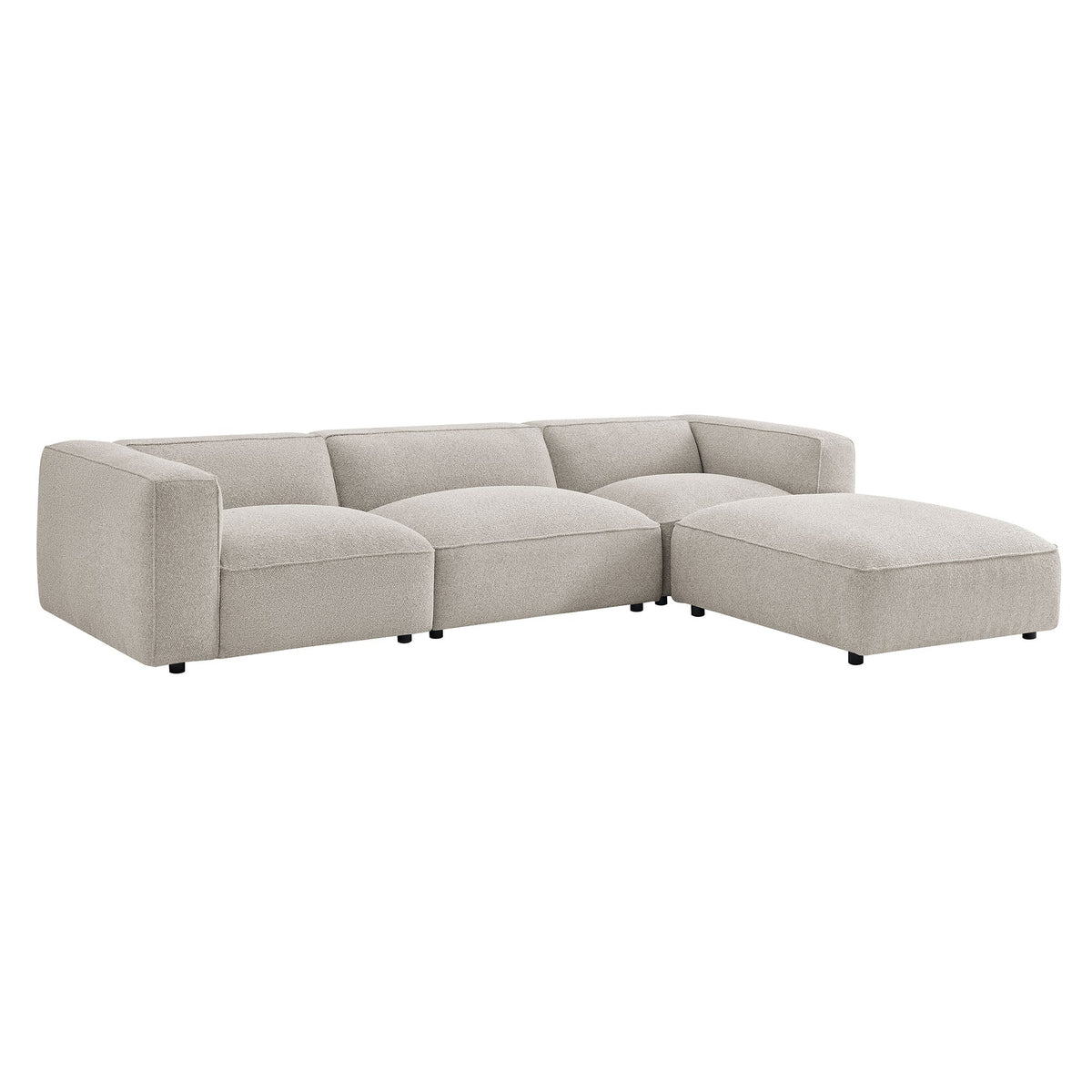 Canapé modulaire Auren 4 pièces en bouclette, motif treillis, avec pouf