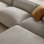 Canapé modulaire Auren 4 pièces en bouclette, motif treillis, avec pouf