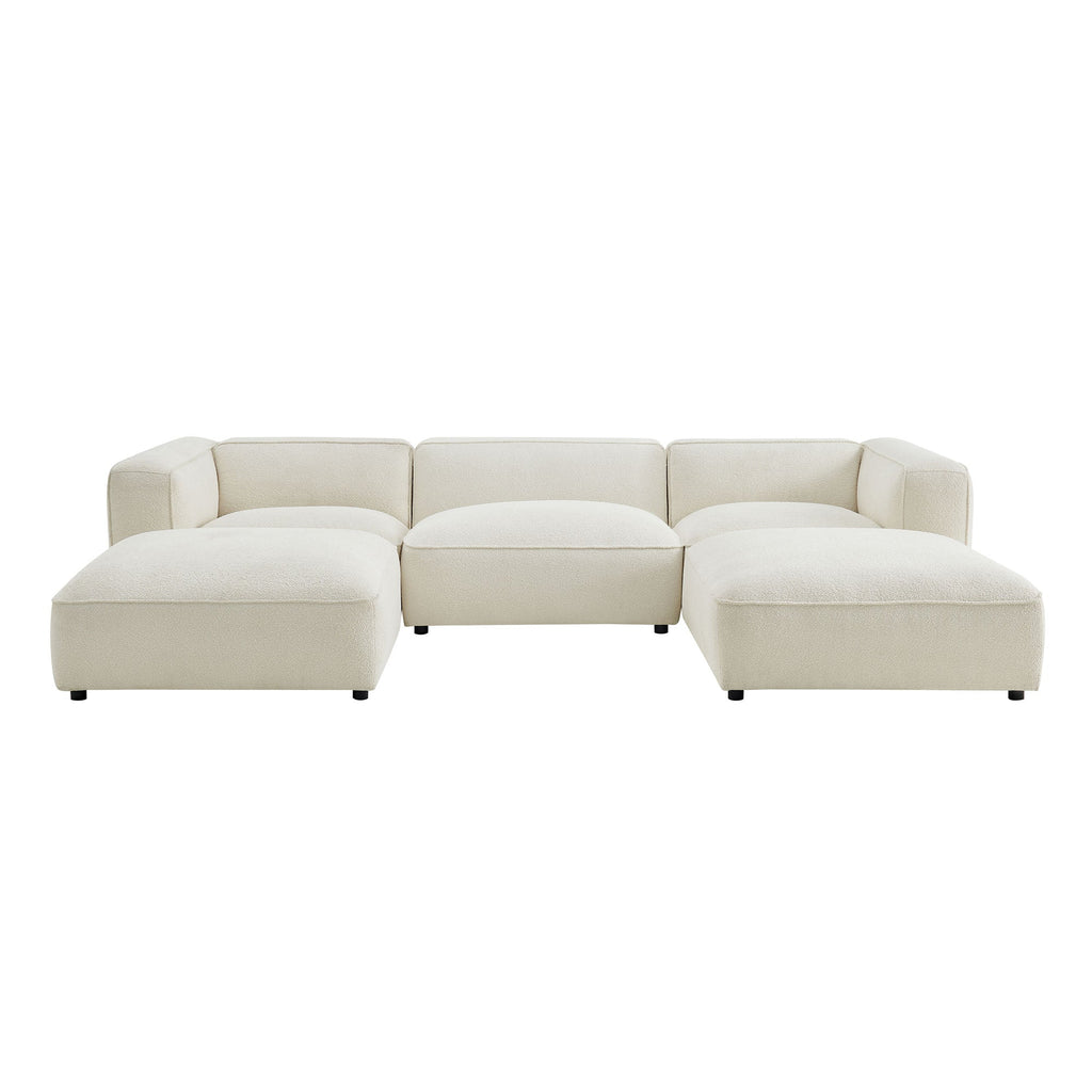 Sectionnel modulaire Auren 5 pièces en bouclé à treillis rembourré
