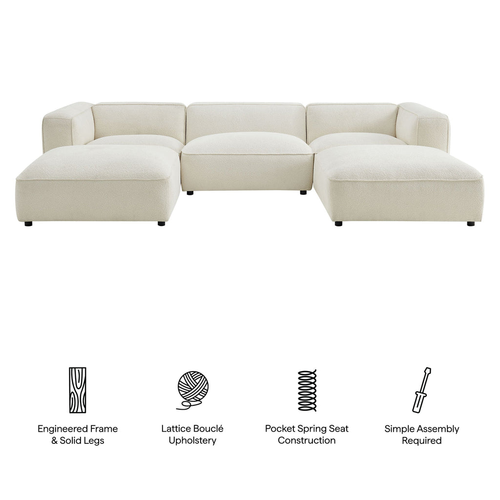 Sectionnel modulaire Auren 5 pièces en bouclé à treillis rembourré