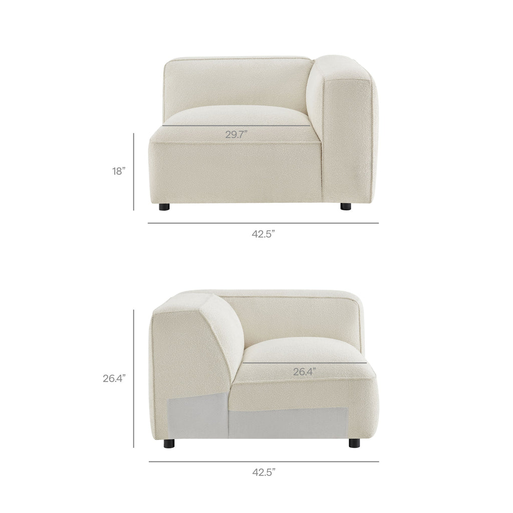 Sectionnel modulaire Auren 5 pièces en bouclé à treillis rembourré