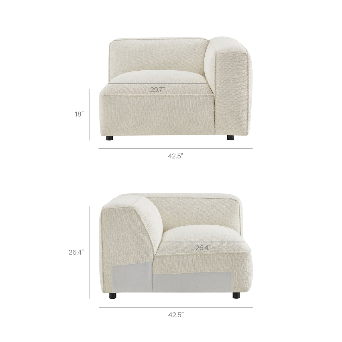 Sectionnel modulaire Auren 5 pièces en bouclé à treillis rembourré