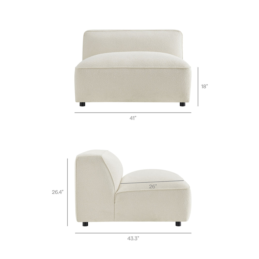 Sectionnel modulaire Auren 5 pièces en bouclé à treillis rembourré
