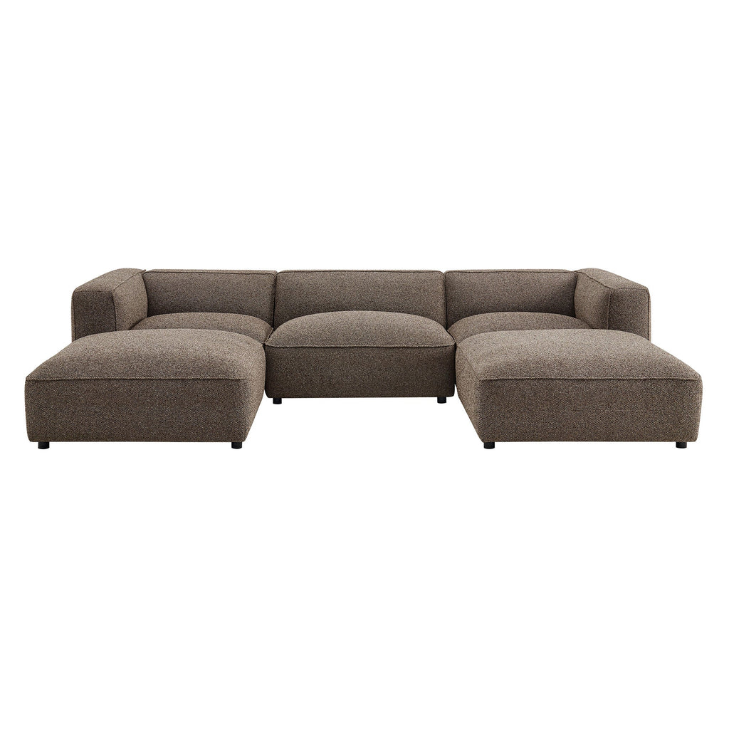 Sectionnel modulaire Auren 5 pièces en bouclé à treillis rembourré