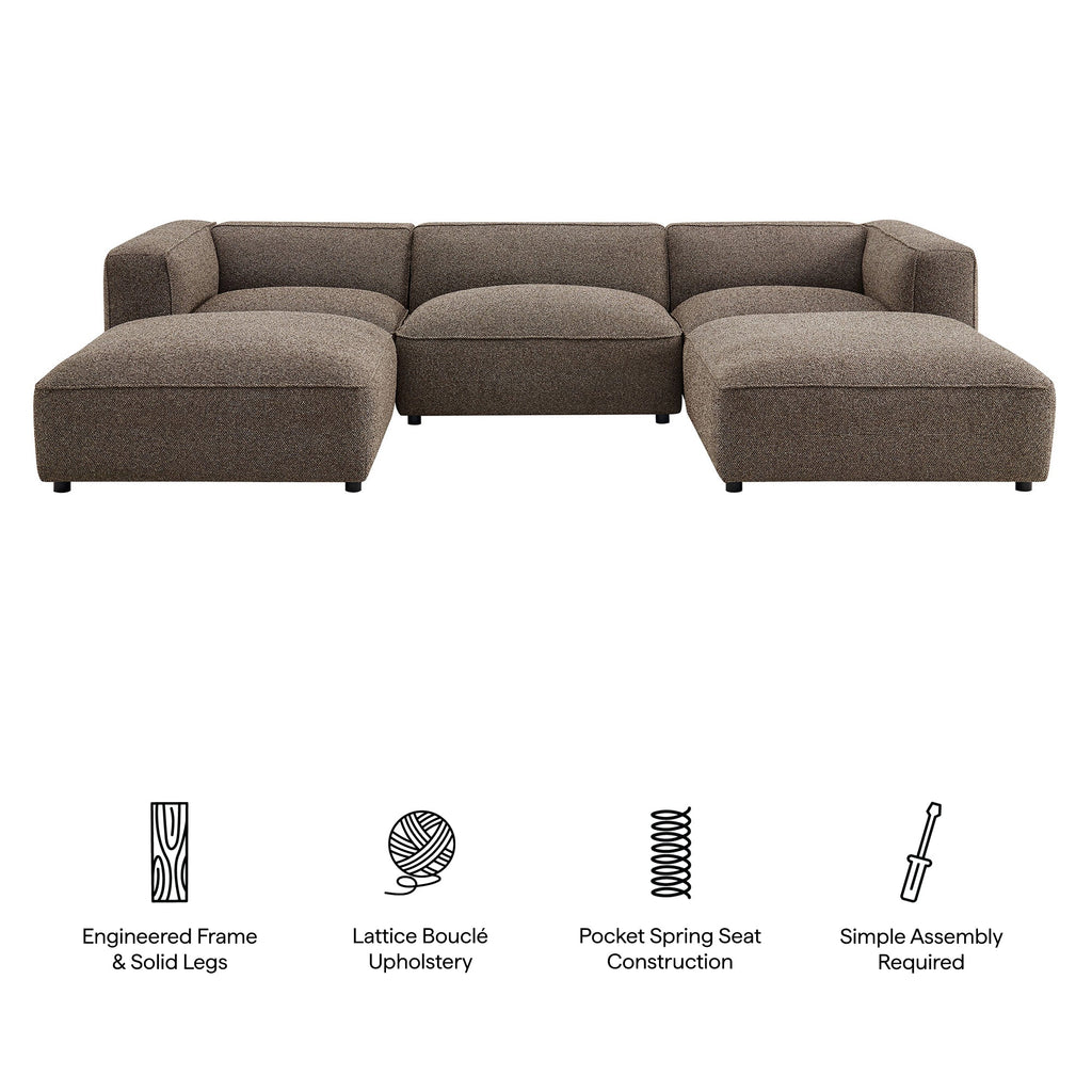 Sectionnel modulaire Auren 5 pièces en bouclé à treillis rembourré