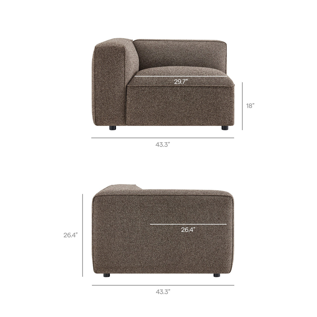 Sectionnel modulaire Auren 5 pièces en bouclé à treillis rembourré