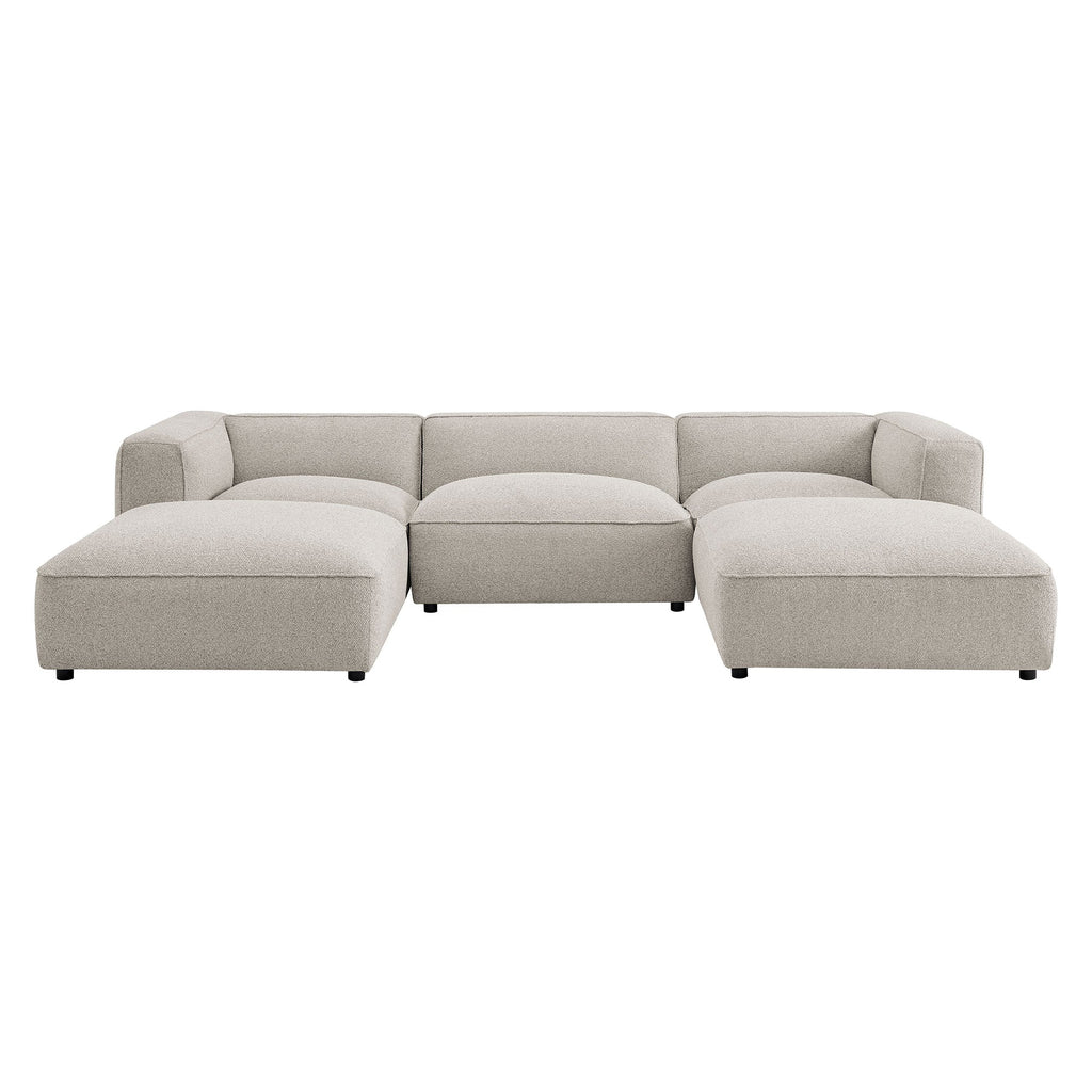 Sectionnel modulaire Auren 5 pièces en bouclé à treillis rembourré