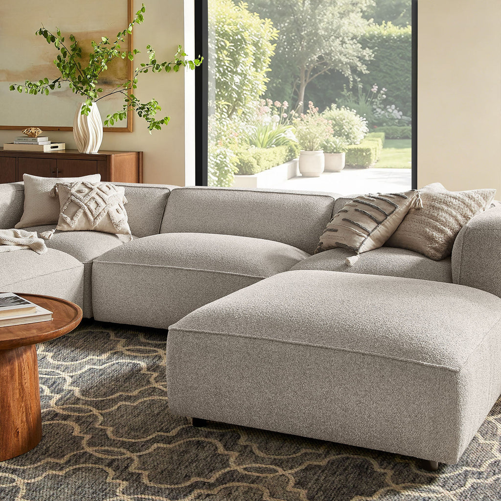 Sectionnel modulaire Auren 5 pièces en bouclé à treillis rembourré