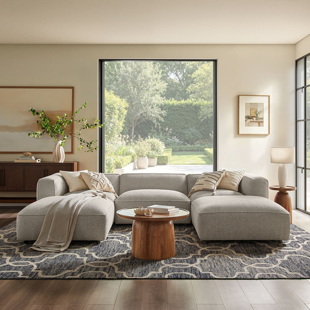 Sectionnel modulaire Auren 5 pièces en bouclé à treillis rembourré