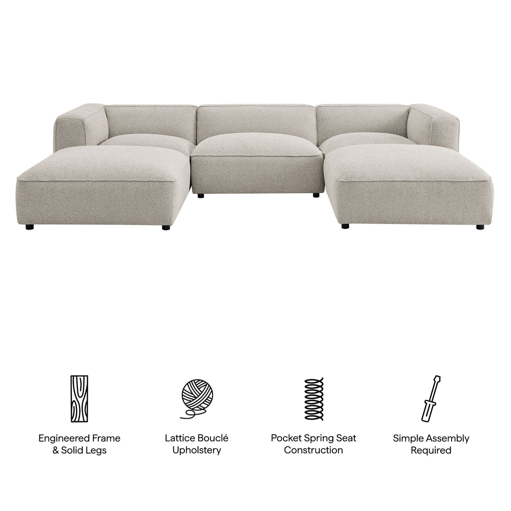 Sectionnel modulaire Auren 5 pièces en bouclé à treillis rembourré