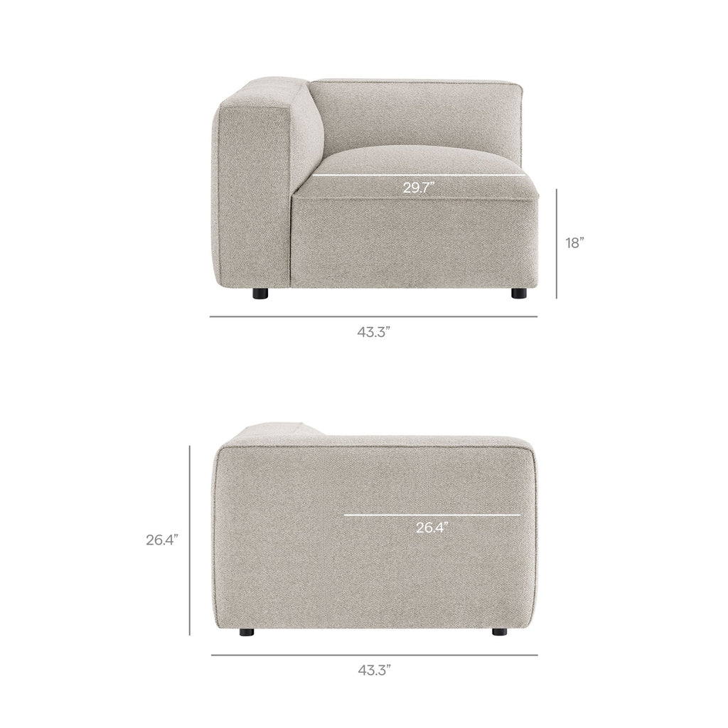 Sectionnel modulaire Auren 5 pièces en bouclé à treillis rembourré