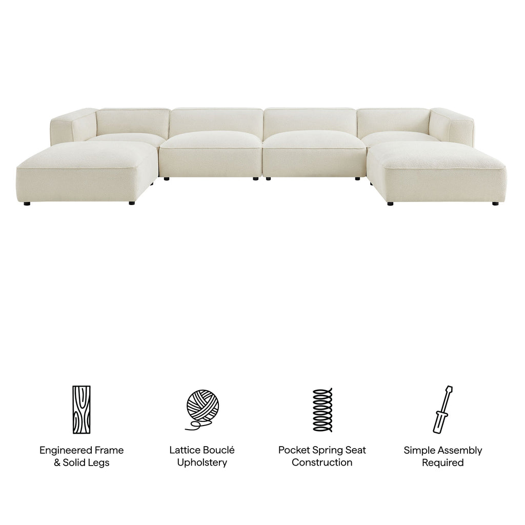 Sectionnel modulaire rembourré bouclé Auren 6 pièces à croisillons
