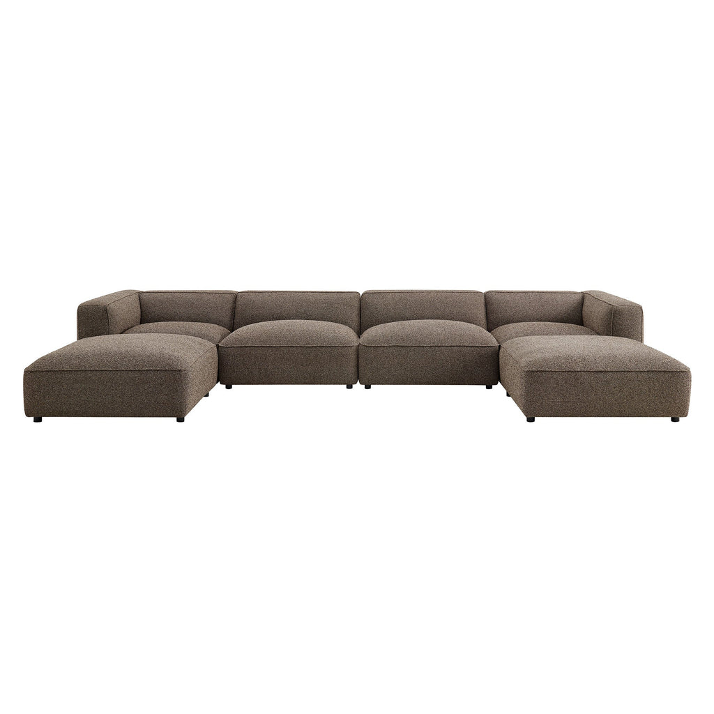 Sectionnel modulaire rembourré bouclé Auren 6 pièces à croisillons
