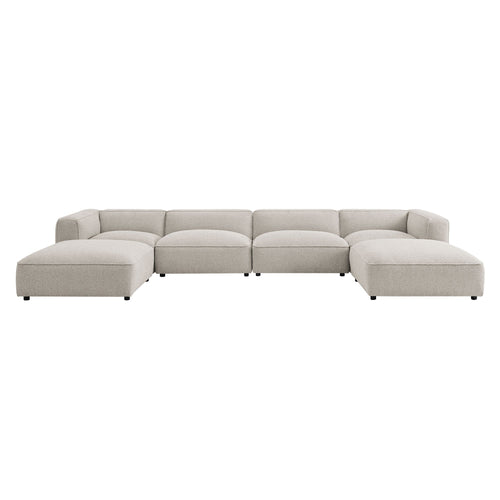 Sectionnel modulaire rembourré bouclé Auren 6 pièces à croisillons